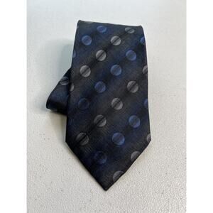 Lamberti Black, Gray, Blue Polka Dot Pattern 100% Silk Tie Made in Italy NWOT
